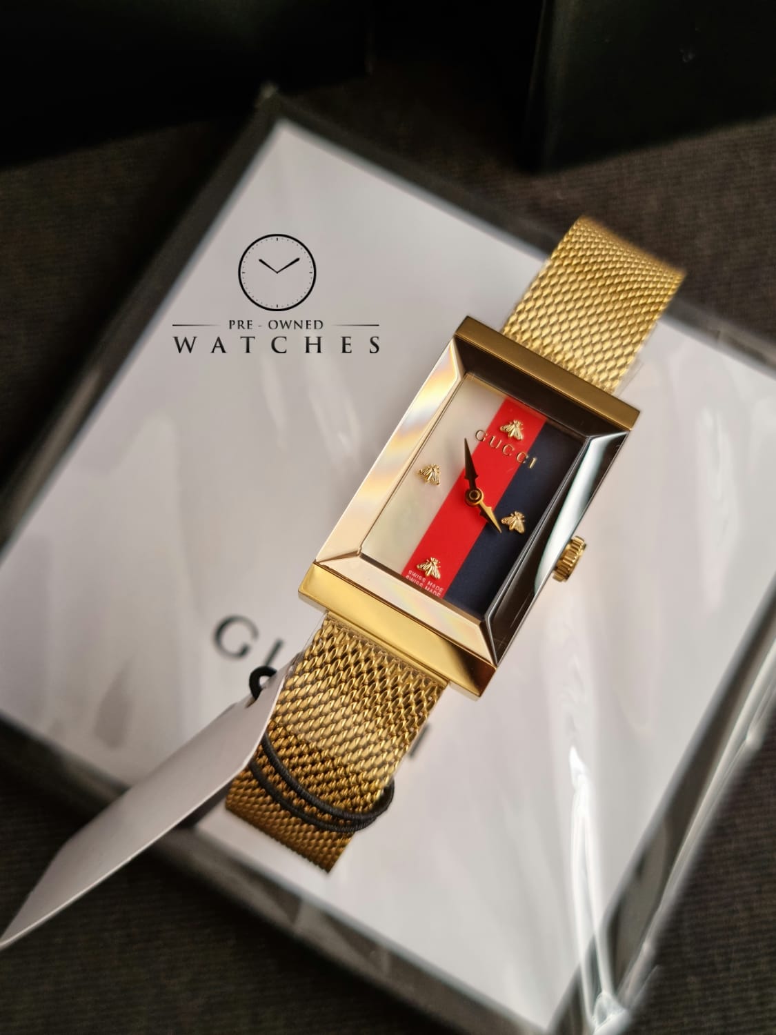 Gucci Women’s Quartz Stainless Steel Swiss Made Multi Color Dial 21mm Watch YA147410