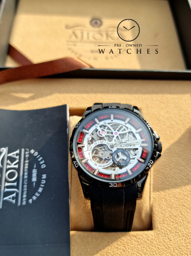 Ajioka Gents Watch Skeleton Dial Automatic Watch Hover Image