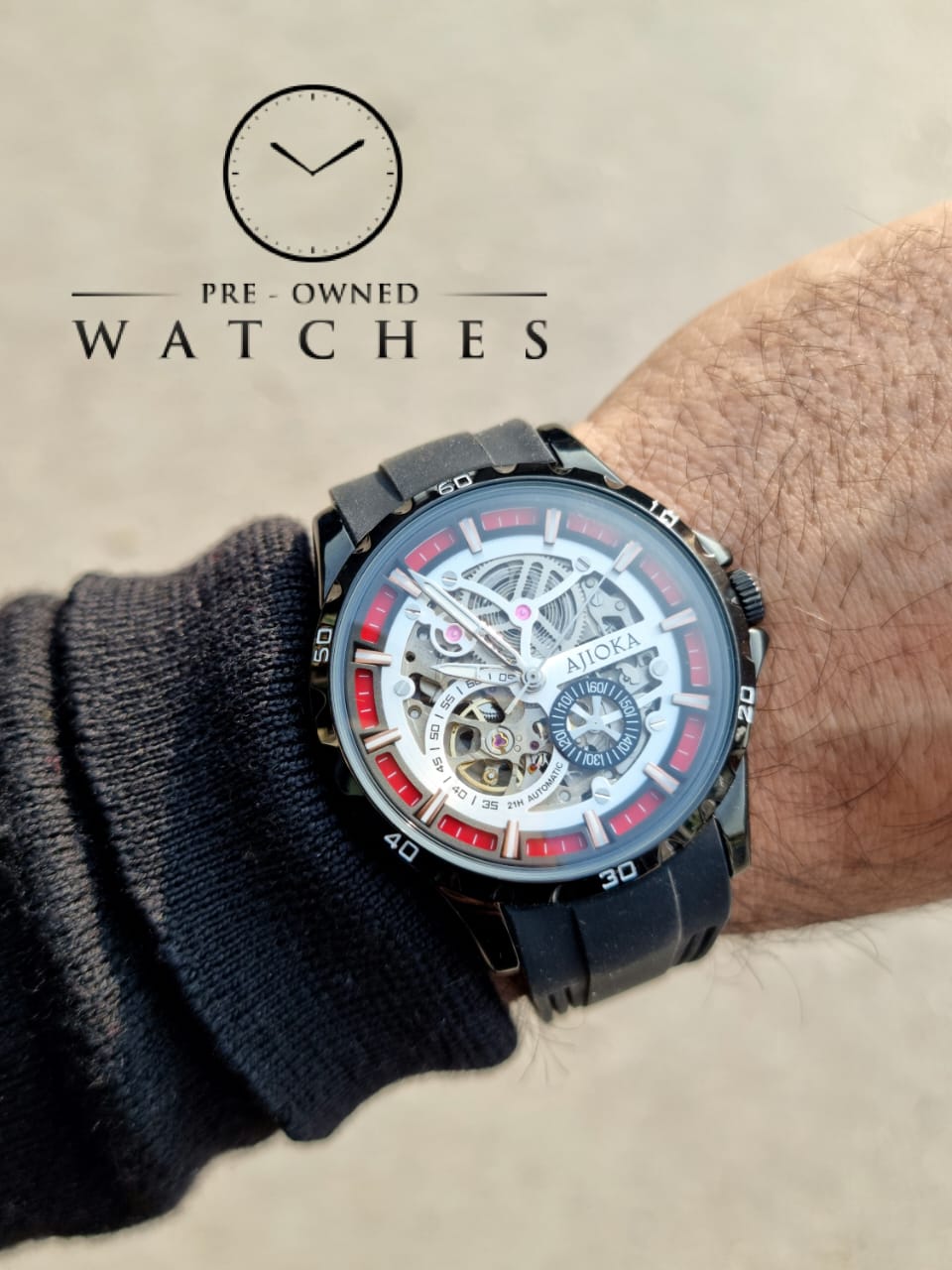 Ajioka Gents Watch Skeleton Dial Automatic Watch