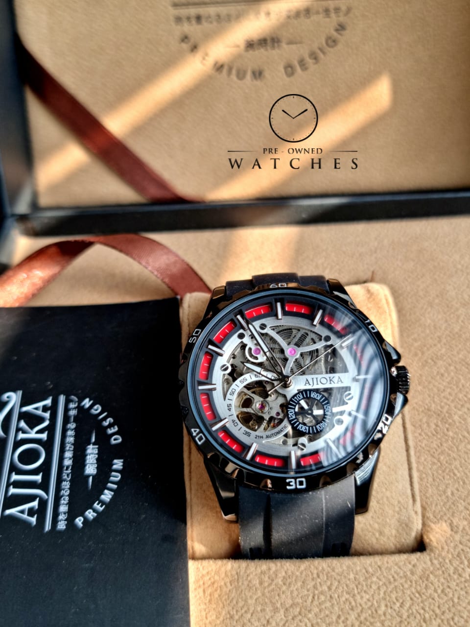 Ajioka Gents Watch Skeleton Dial Automatic Watch