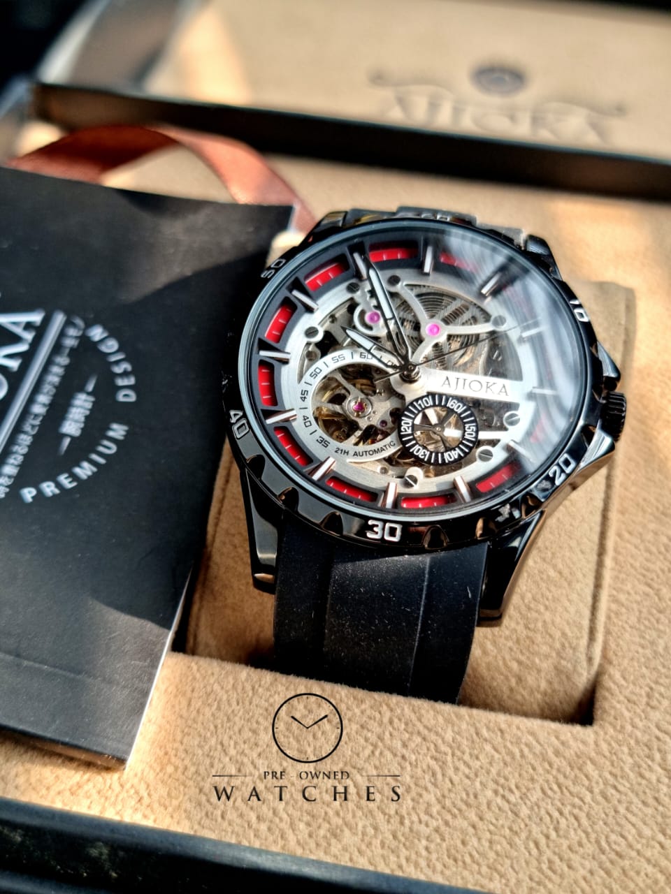 Ajioka Gents Watch Skeleton Dial Automatic Watch
