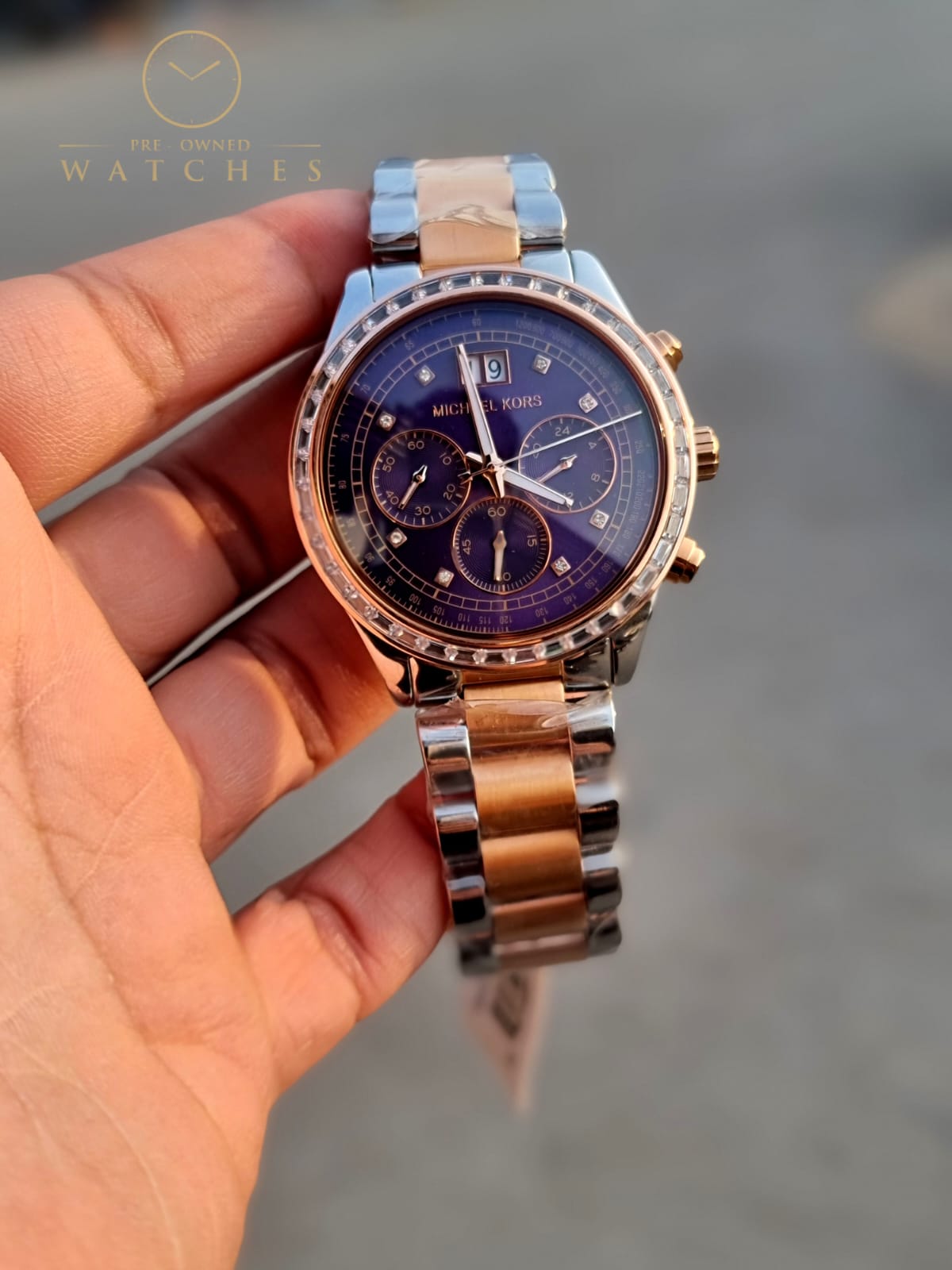 Michael Kors Women’s Quartz Two-tone Stainless Steel Navy Blue Dial 40mm Watch MK6205