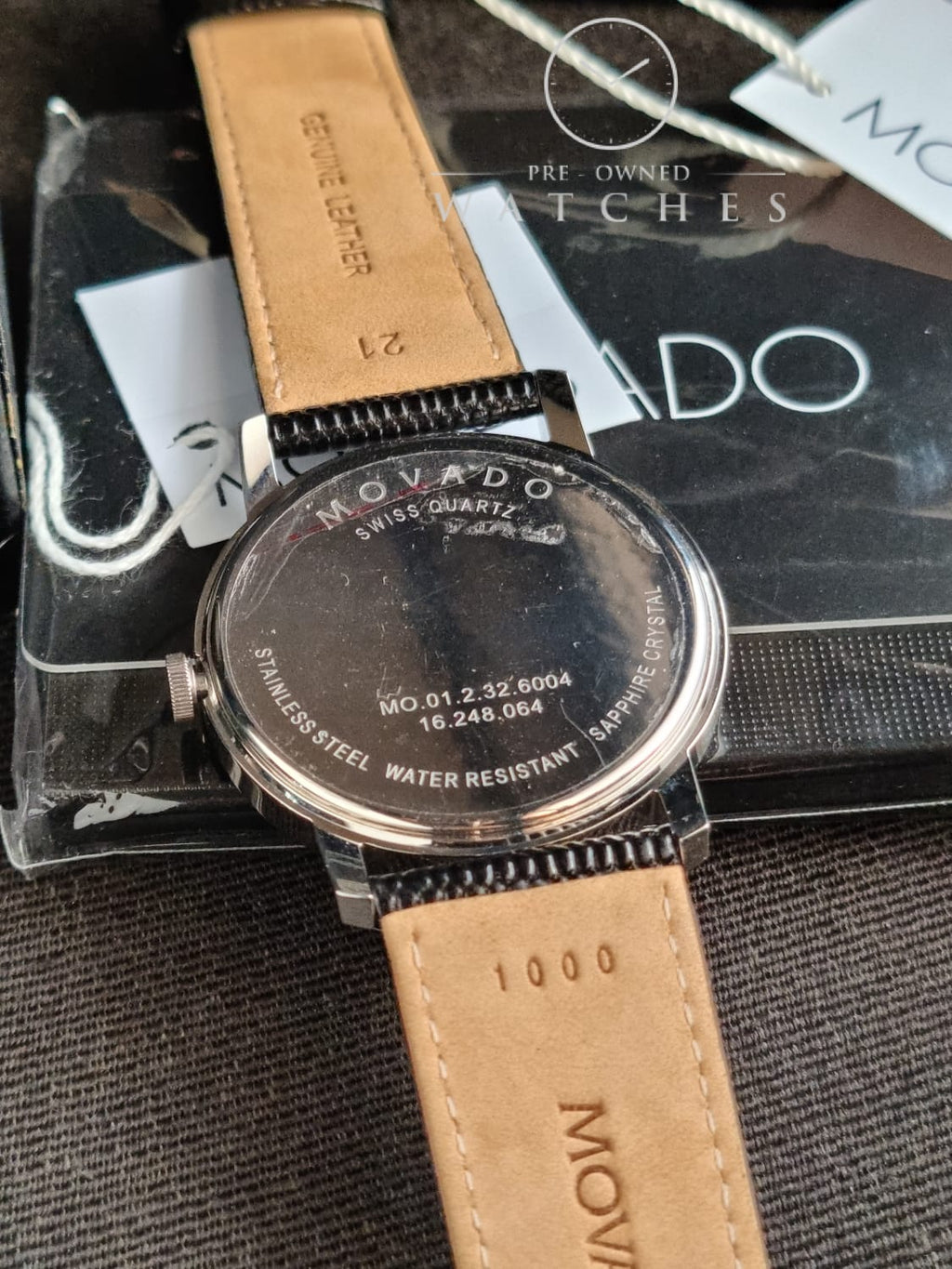 Movado Men’s Swiss Made Quartz Black Leather Strap Blue Dial 39mm Watch 2100009