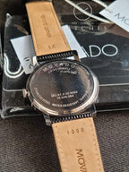 Movado Men’s Swiss Made Quartz Black Leather Strap Blue Dial 39mm Watch 2100009