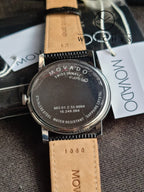 Movado Men’s Swiss Made Quartz Black Leather Strap Blue Dial 39mm Watch 2100009