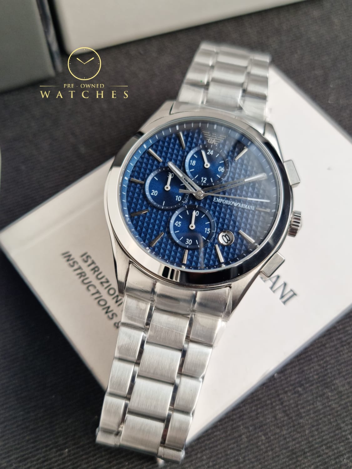 Emporio Armani Men's Stainless Steel Chronograph Dress Watch with Steel or Leather Band