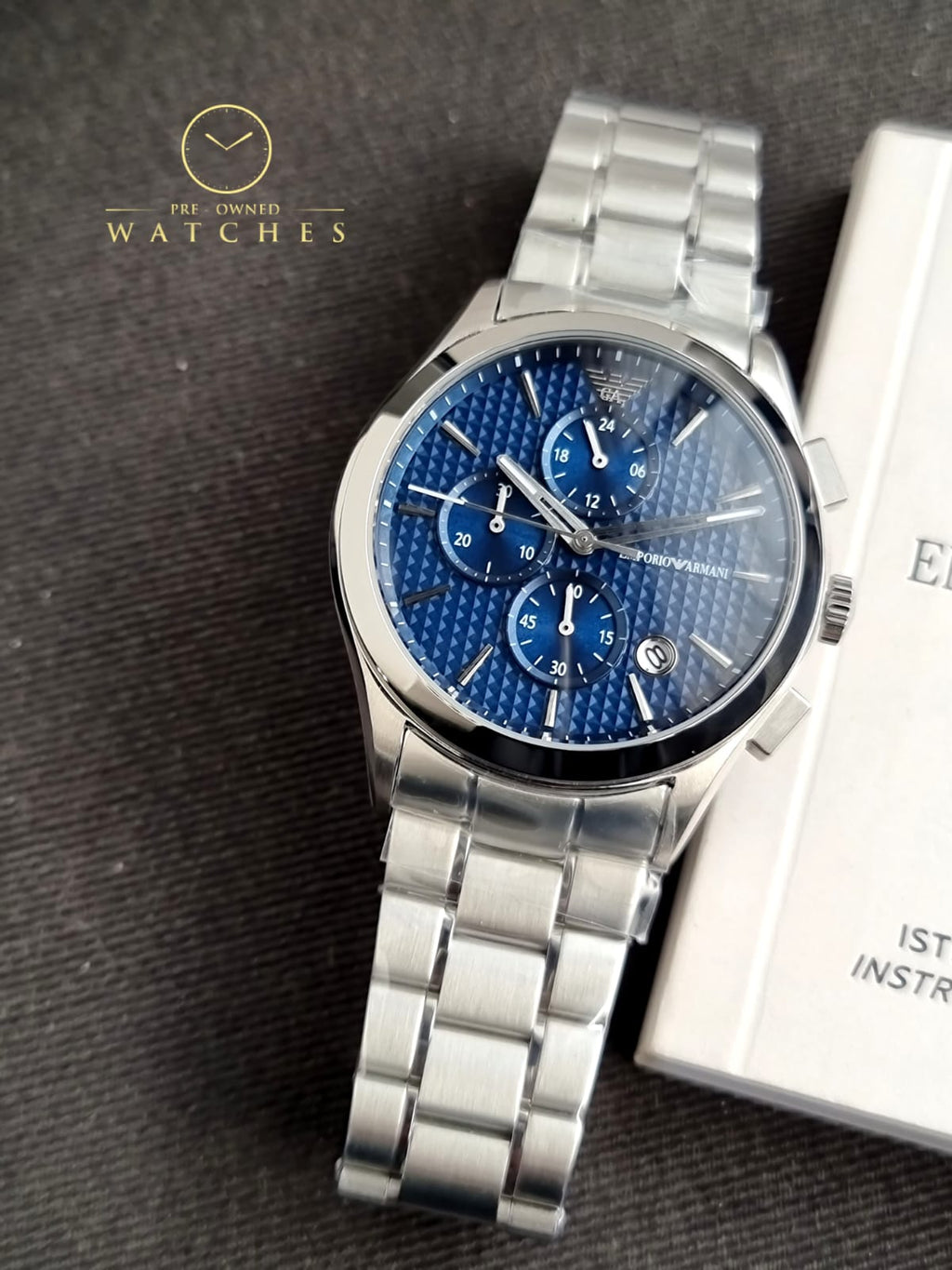Emporio Armani Men's Stainless Steel Chronograph Dress Watch with Steel or Leather Band