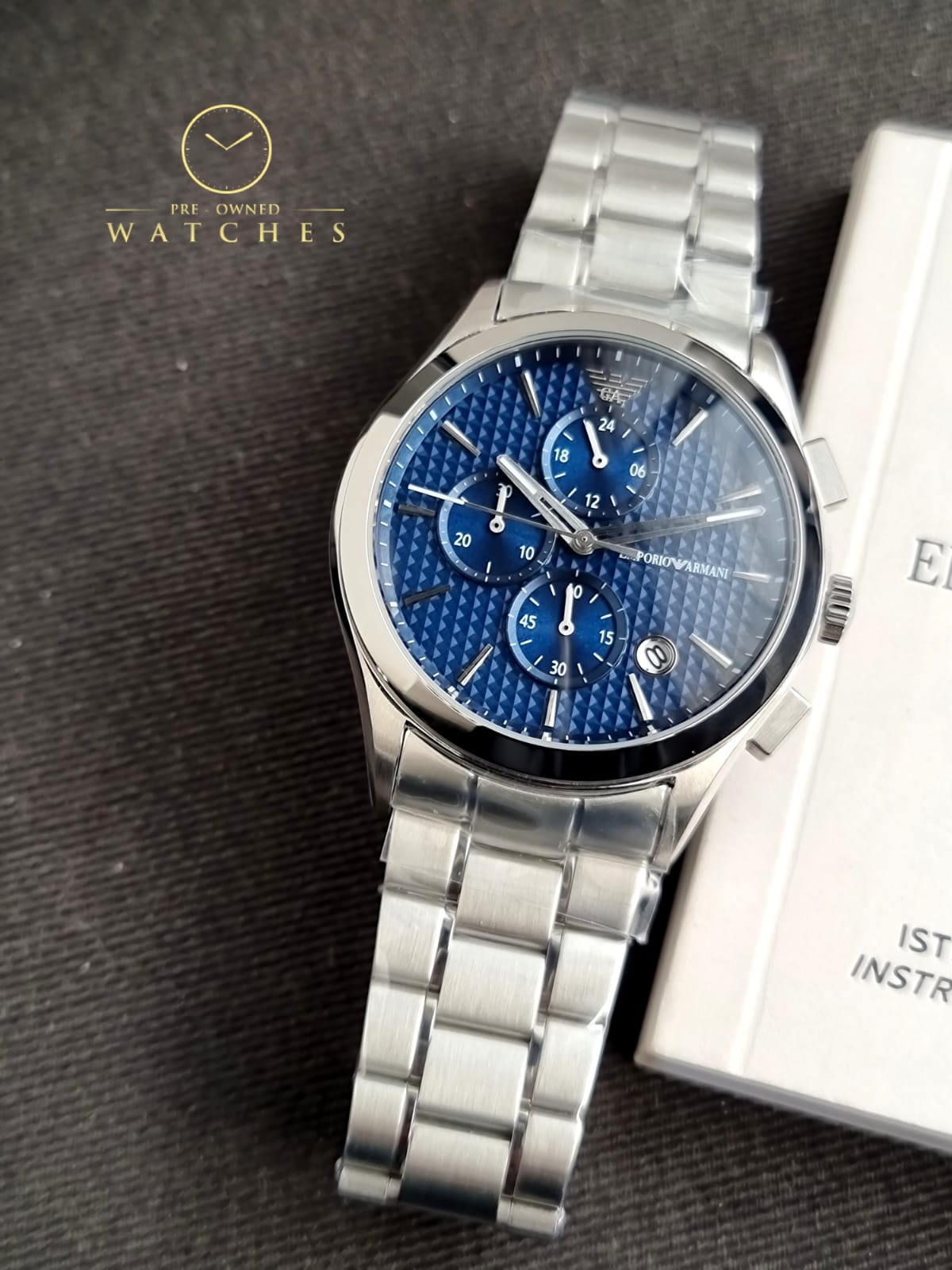 Emporio Armani Men's Stainless Steel Chronograph Dress Watch with Steel or Leather Band
