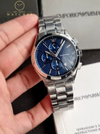 Emporio Armani Men's Stainless Steel Chronograph Dress Watch with Steel or Leather Band