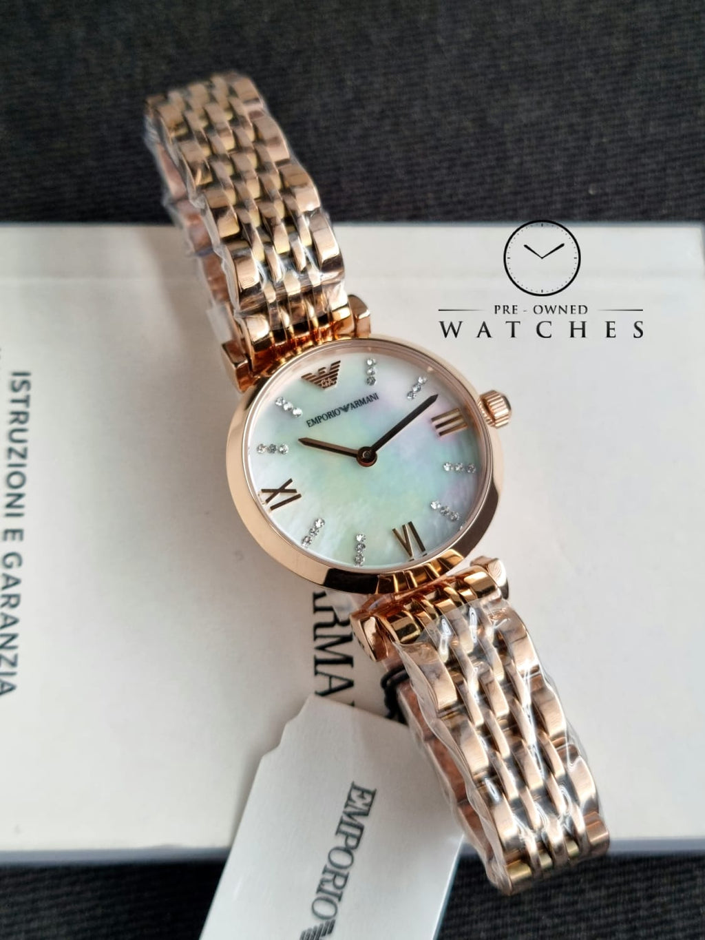 Emporio Armani Women’s Stainless Steel Mother of Pearl Dial 28mm Watch AR11316