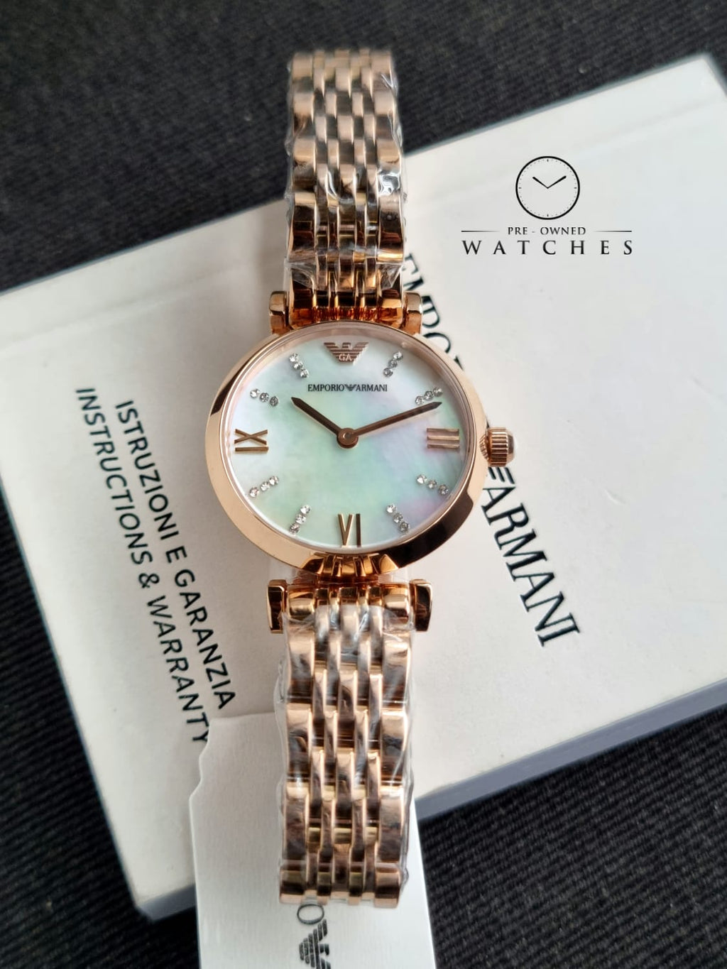 Emporio Armani Women’s Stainless Steel Mother of Pearl Dial 28mm Watch AR11316