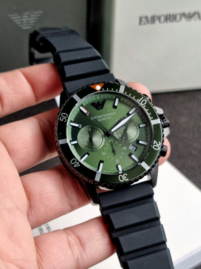 Emporio Armani Diver Analog Green Dial Men's Watch-AR11463 Main Image