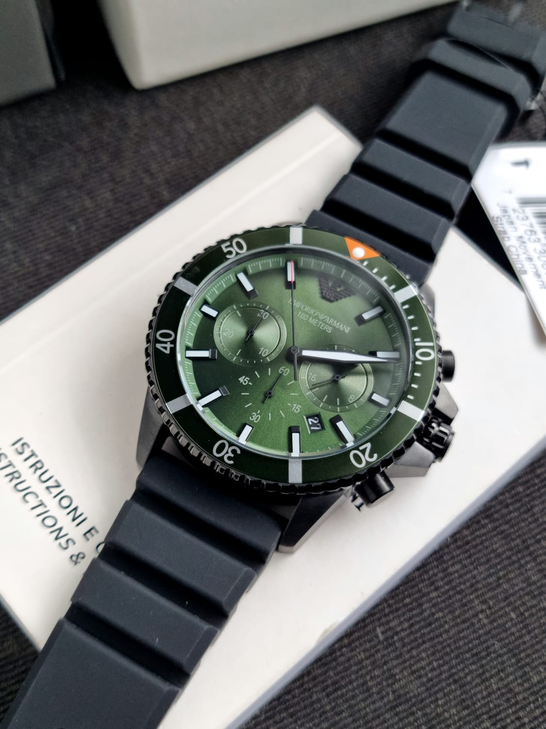 Emporio Armani Diver Analog Green Dial Men's Watch-AR11463