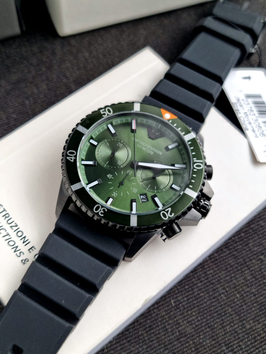 Emporio Armani Diver Analog Green Dial Men's Watch-AR11463
