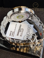 Movado Men's Series 800 2-Tone Chronograph Watch with Printed Index, Gold/Black/Silver (2600146)