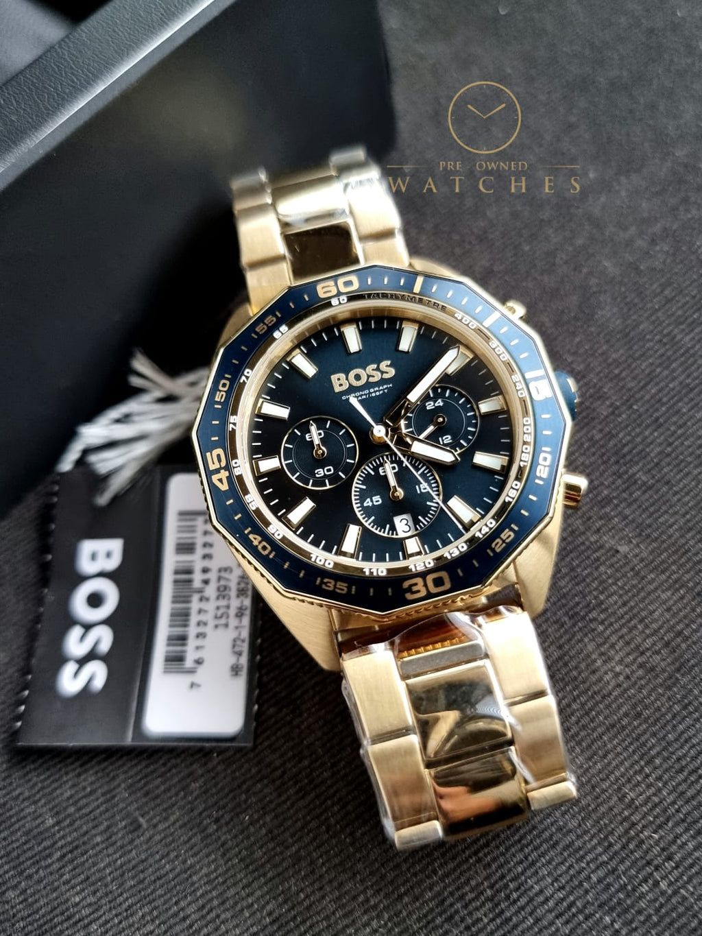 Hugo Boss Men’s Quartz Gold Stainless Steel Blue Dial 44mm Watch 1513973