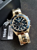 Hugo Boss Men’s Quartz Gold Stainless Steel Blue Dial 44mm Watch 1513973