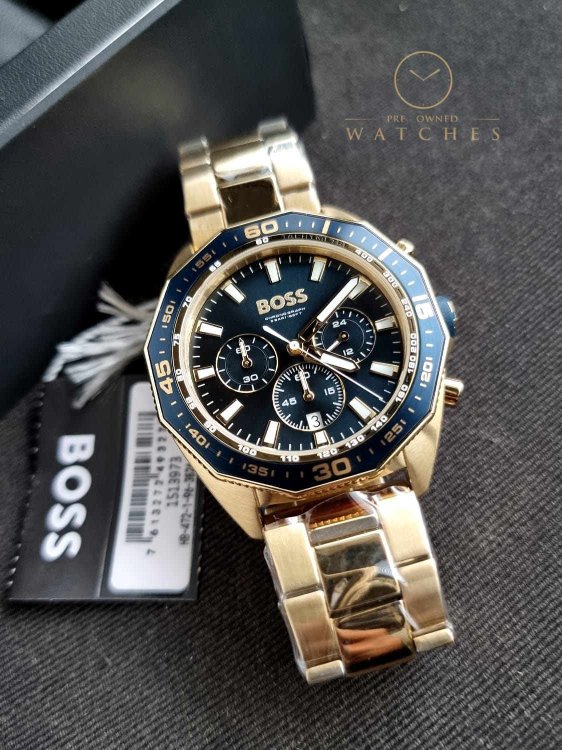 Hugo Boss Men’s Quartz Gold Stainless Steel Blue Dial 44mm Watch 1513973