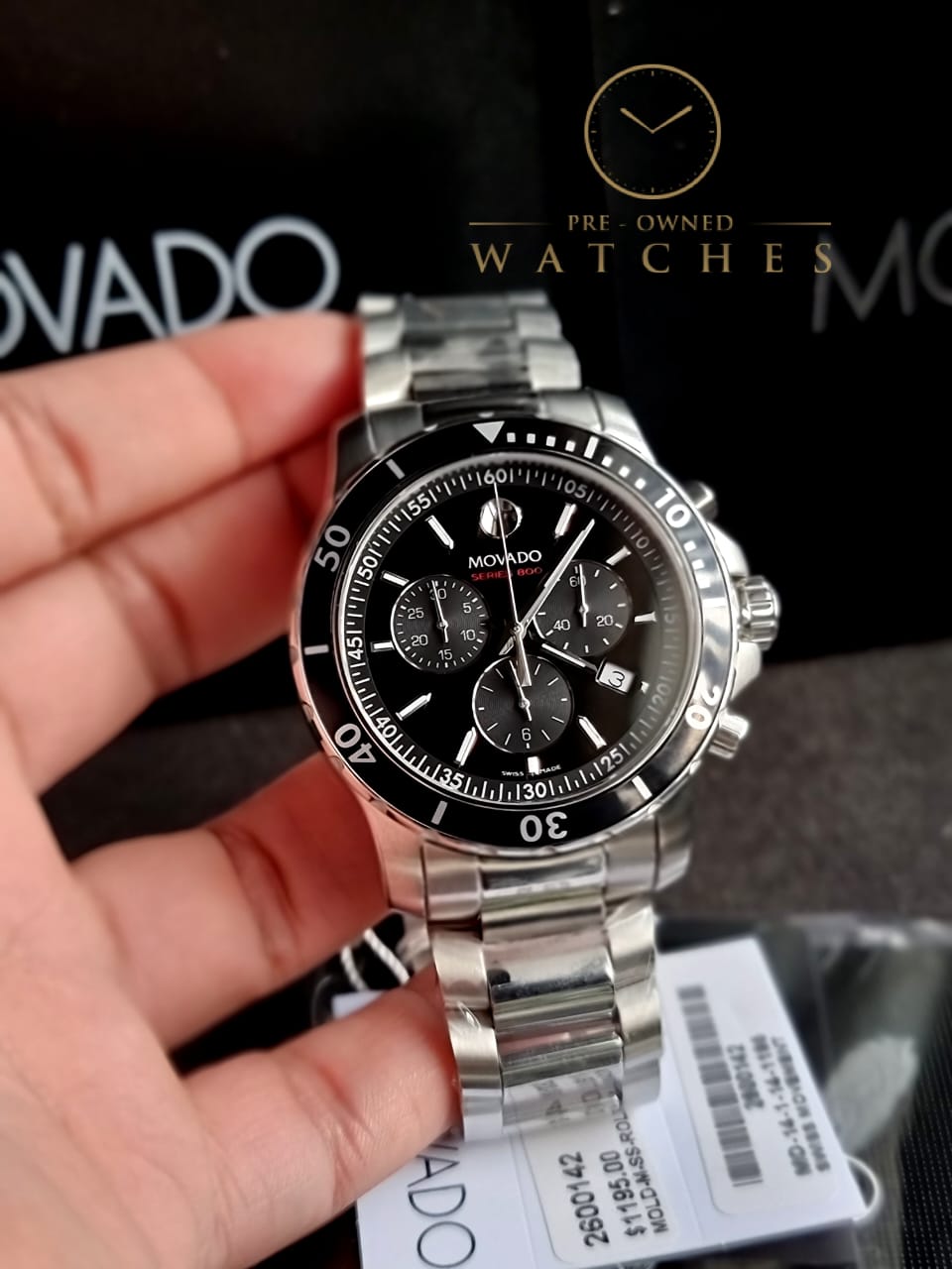 Movado Men’s Quartz Swiss Made Stainless Steel Black Dial 42mm Watch 2600142