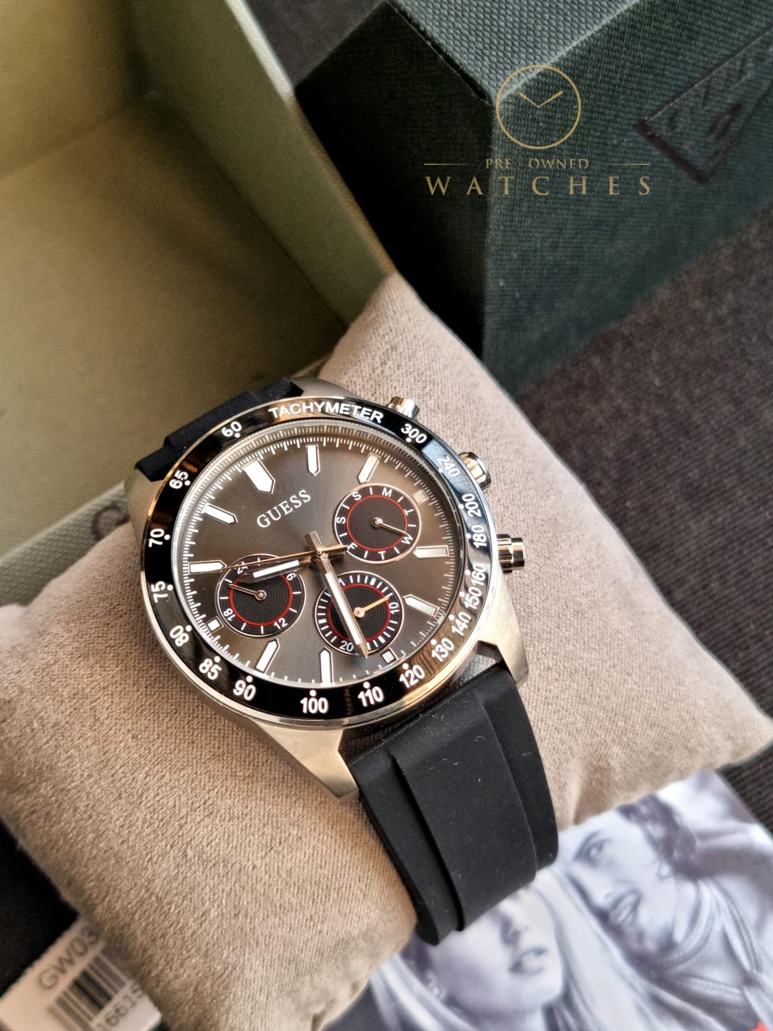 Guess Men’s Quartz Black Silicone Strap Black Dial 42mm Watch GW0332G1