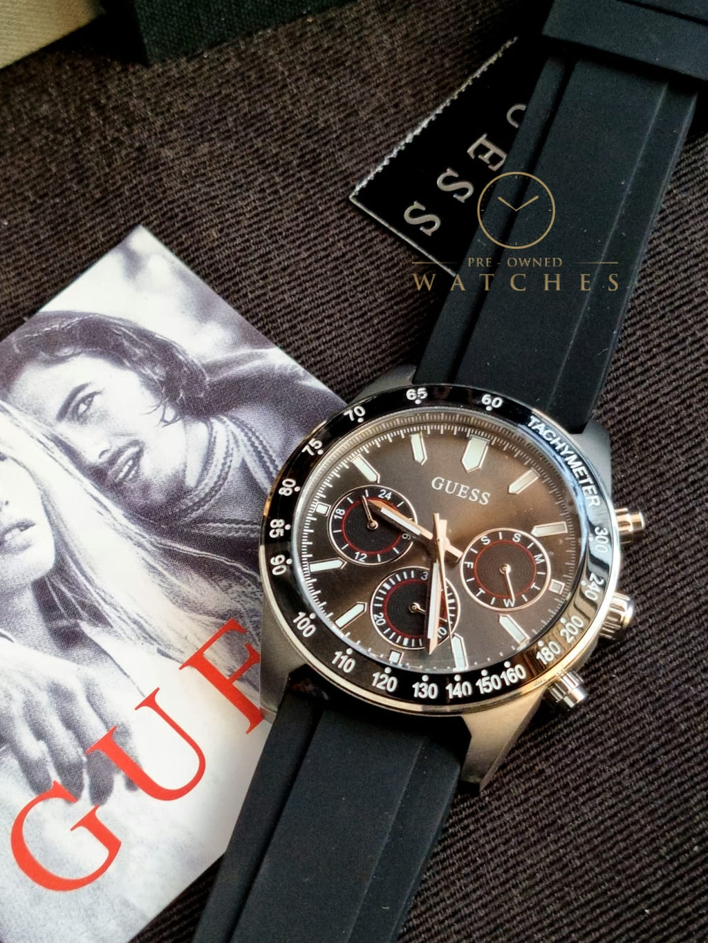 Guess Men’s Quartz Black Silicone Strap Black Dial 42mm Watch GW0332G1