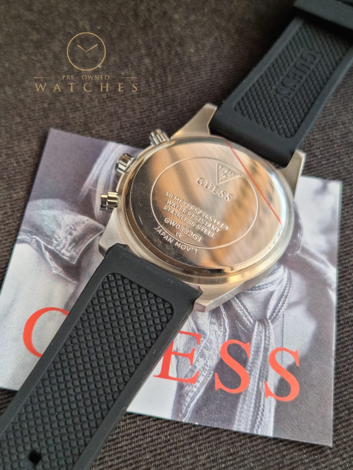 Guess Men’s Quartz Black Silicone Strap Black Dial 42mm Watch GW0332G1