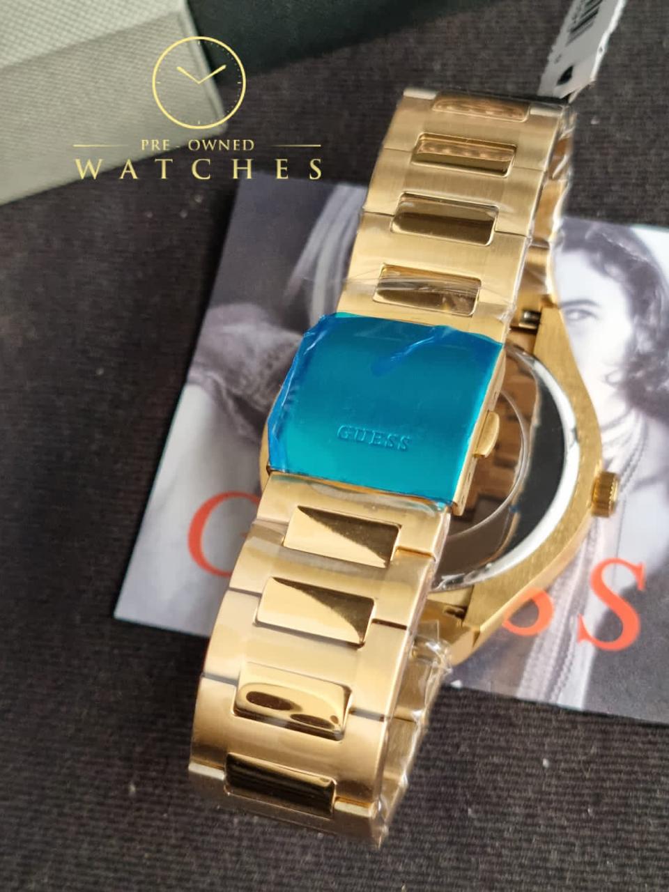 Guess Men’s Quartz Gold Stainless Steel Black Dial 44mm Watch GW0427G2