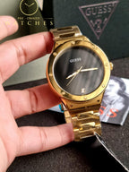 Guess Men’s Quartz Gold Stainless Steel Black Dial 44mm Watch GW0427G2