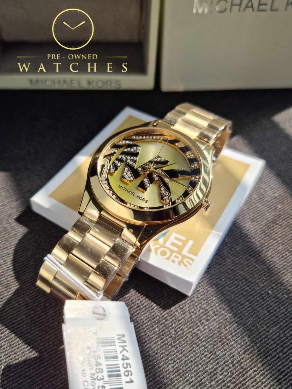 Michael Kors Ladies Slim Runway Gold-Tone Watch - MK4561