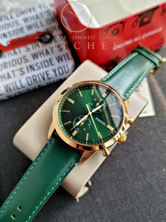 FOSSIL Townsman Chronograph Quartz Green Dial Men's Watch FS5599 Hover Image