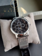 Guess Men’s Quartz Silver Stainless Steel Black Dial 44mm Watch W0871G1