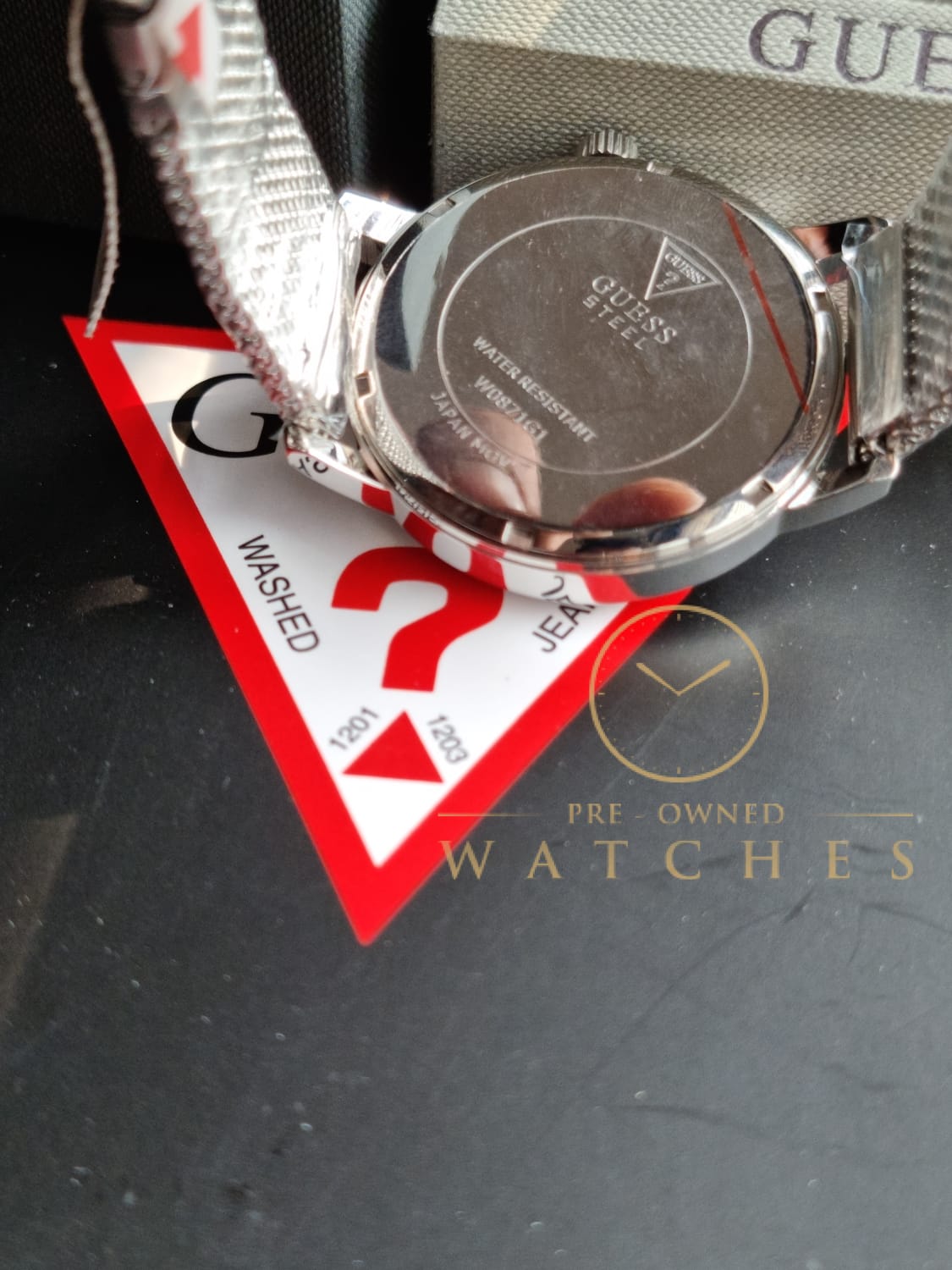 Guess Men’s Quartz Silver Stainless Steel Black Dial 44mm Watch W0871G1