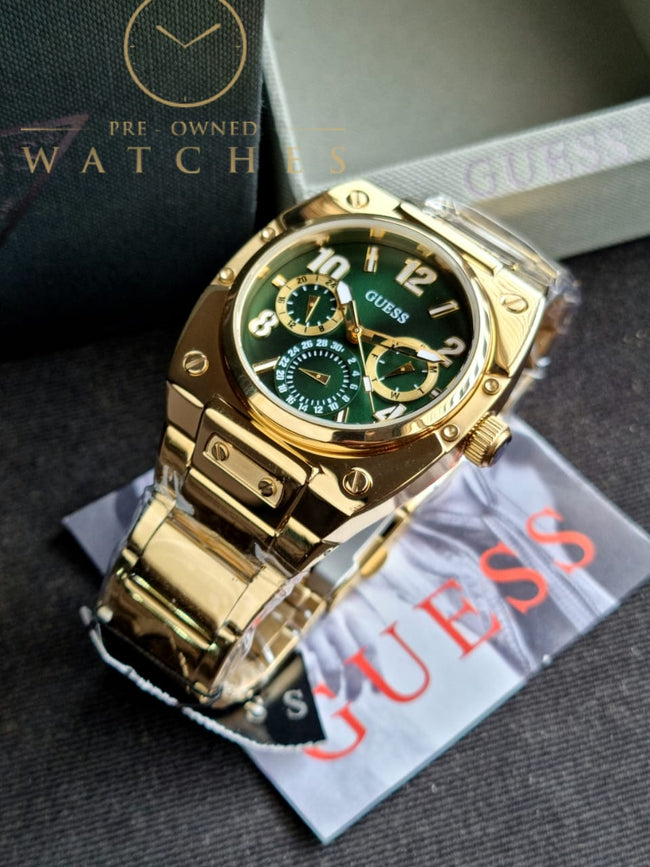 Guess Men’s Quartz Gold Stainless Steel Green Dial 43mm Watch GW0624G2 Main Image