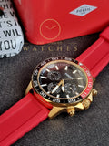 Fossil Men’s Quartz Red Silicone Strap Grey Dial 45mm Watch BQ2499