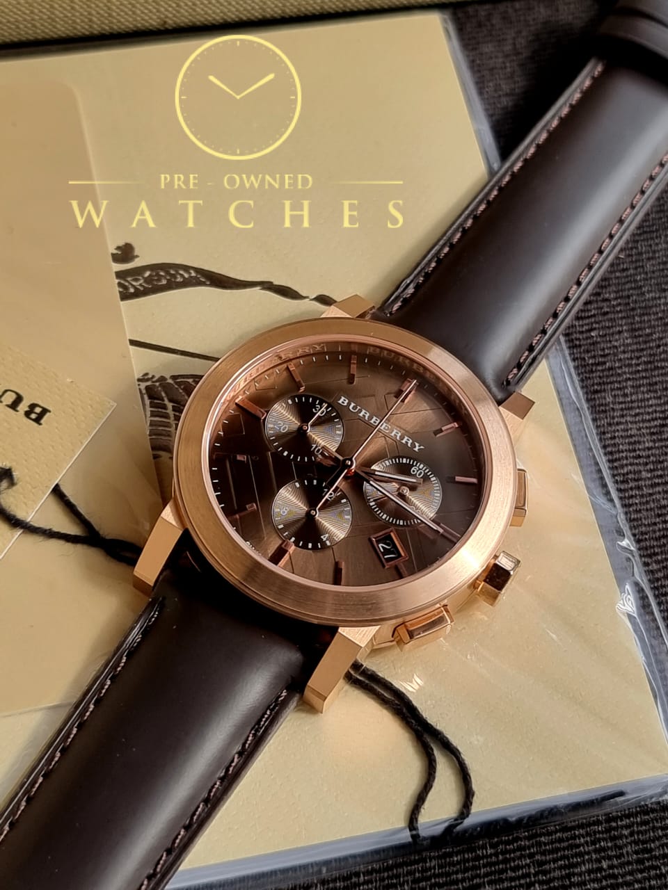 Burberry Unisex Swiss Made Leather Strap Brown Dial 38mm Watch BU9755