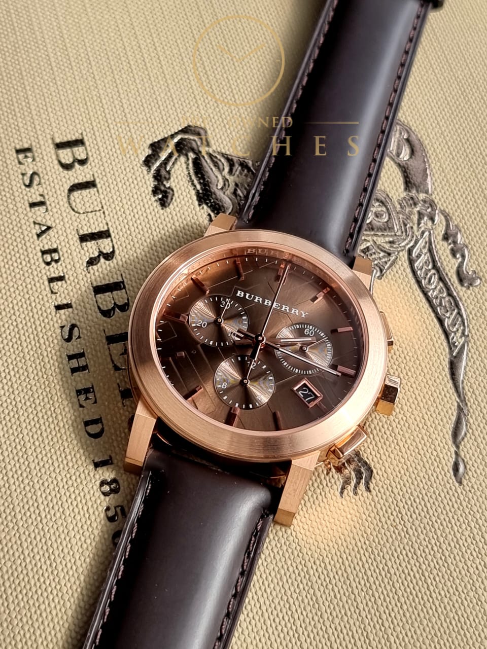 Burberry Unisex Swiss Made Leather Strap Brown Dial 38mm Watch BU9755