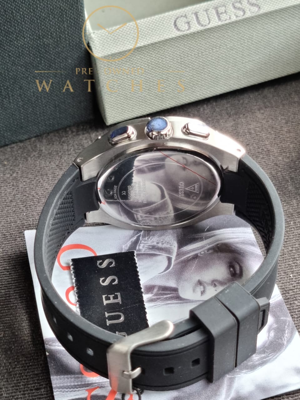Guess Men’s Quartz Black Silicone Strap Grey Dial 42mm Watch GW0571G1