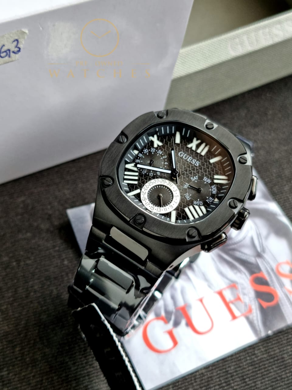 Guess Men’s Quartz Black Stainless Steel Black Dial 42mm Watch GW0572G3