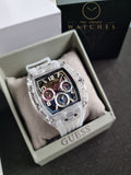 Guess Men’s Quartz White Silicone Strap Multi Colour Dial 44mm Watch GW0499G3