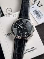 Emporio Armani Men’s Quartz Black Leather Strap Black Dial 42mm Watch AR11530