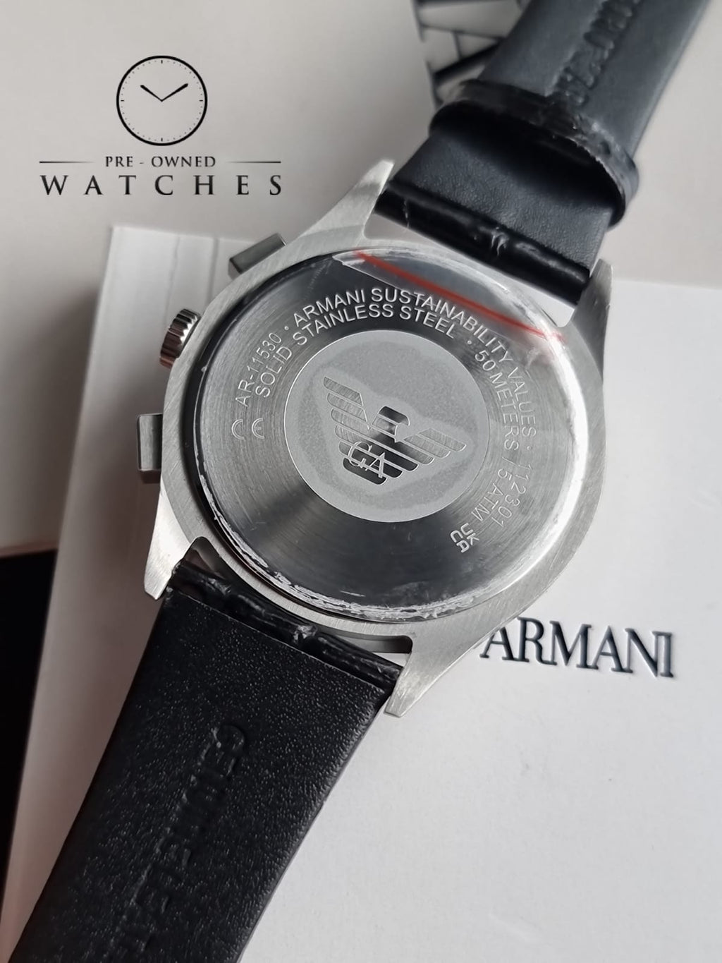 Emporio Armani Men’s Quartz Black Leather Strap Black Dial 42mm Watch AR11530