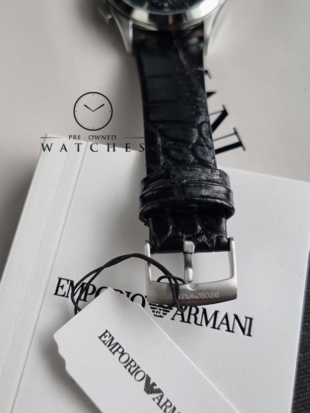 Emporio Armani Men’s Quartz Black Leather Strap Black Dial 42mm Watch AR11530
