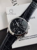 Emporio Armani Men’s Quartz Black Leather Strap Black Dial 42mm Watch AR11530