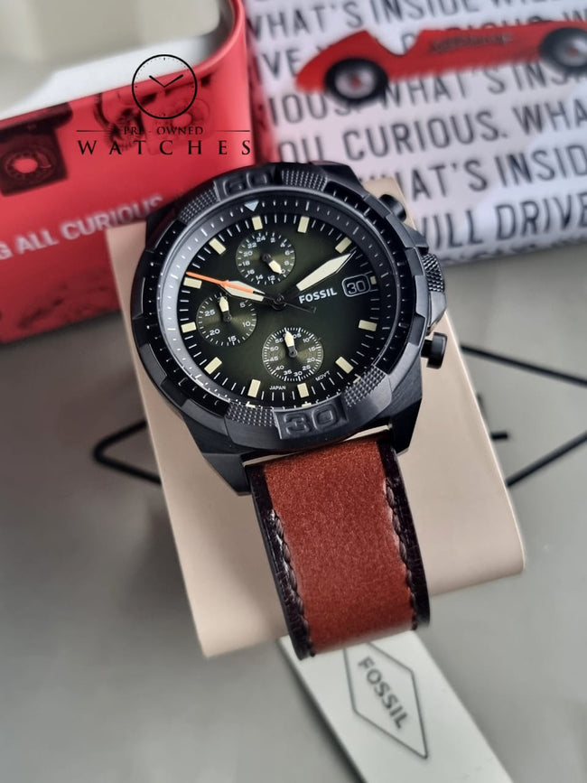 Fossil 44 mm Bronson Chronograph Leather Watch - FS5856 Hover Image