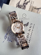 Swiss Rare Engraved Gold Check Dial 26mm Women Wrist Watch The City BU9234