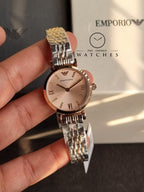 Emporio Armani Women’s Analog Stainless Steel Pink Dial 28mm Watch AR11223