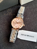 Emporio Armani Women’s Analog Stainless Steel Pink Dial 28mm Watch AR11223