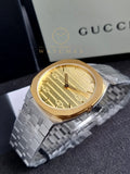 Gucci Men’s Swiss Made Quartz Silver Stainless Steel Champagne Dial 38mm Watch YA163405