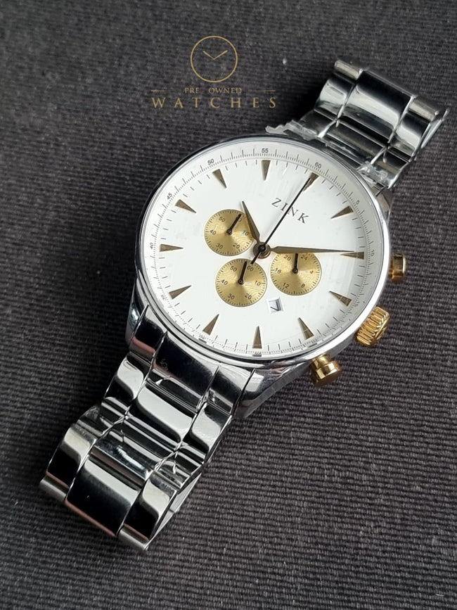 Zink Gents Watch Golden Chronograph White Dial  45mm Watch Main Image