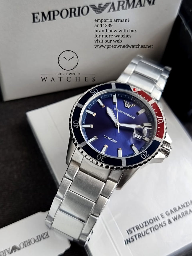 Emporio Armani Blue Dial Stainless Steel Quartz AR11339 Men’s Watch Main Image
